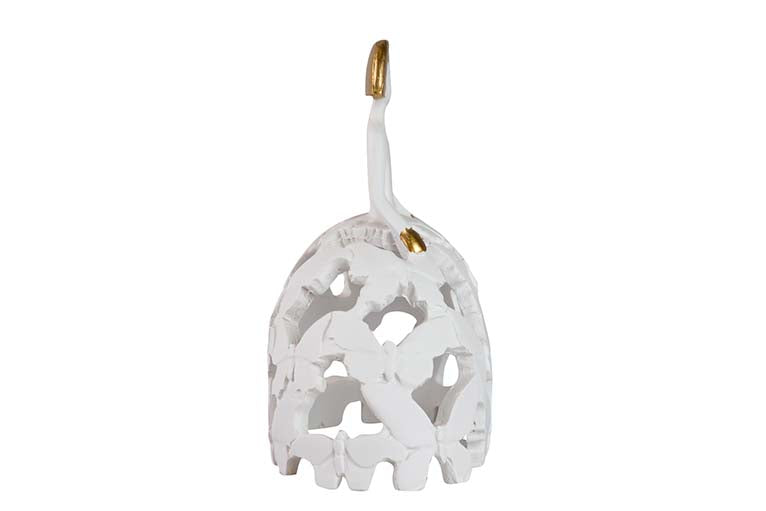 MENINA RESINA BLANCA DORADA 14x9x16 CM