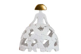 MENINA RESINA BLANCA DORADA 14x9x16 CM