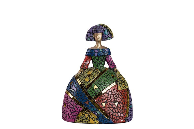 MENINA RESINA MOSAICO 13x10x17 CM