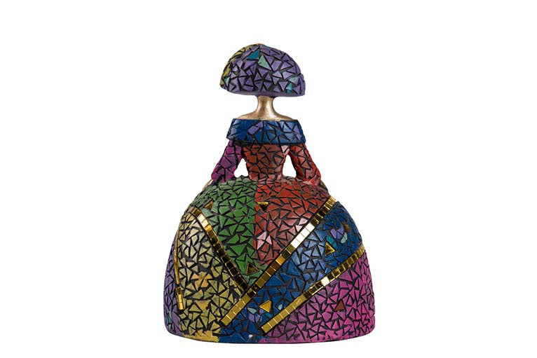 MENINA RESINA MOSAICO 13x10x17 CM