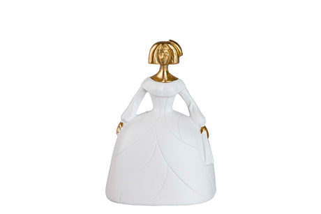 MENINA RESINA BLANCA DORADA 15x13x20 CM