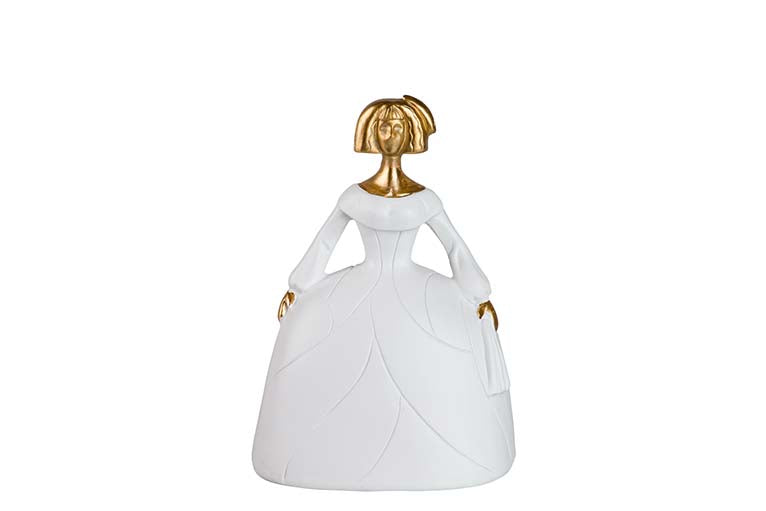 Golden weißer Harz Menina 15x13x20 cm