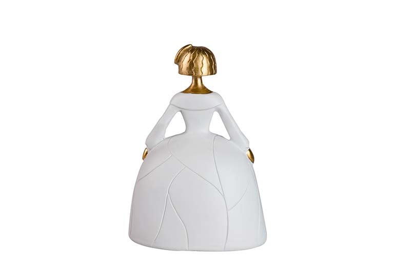 Golden weißer Harz Menina 15x13x20 cm