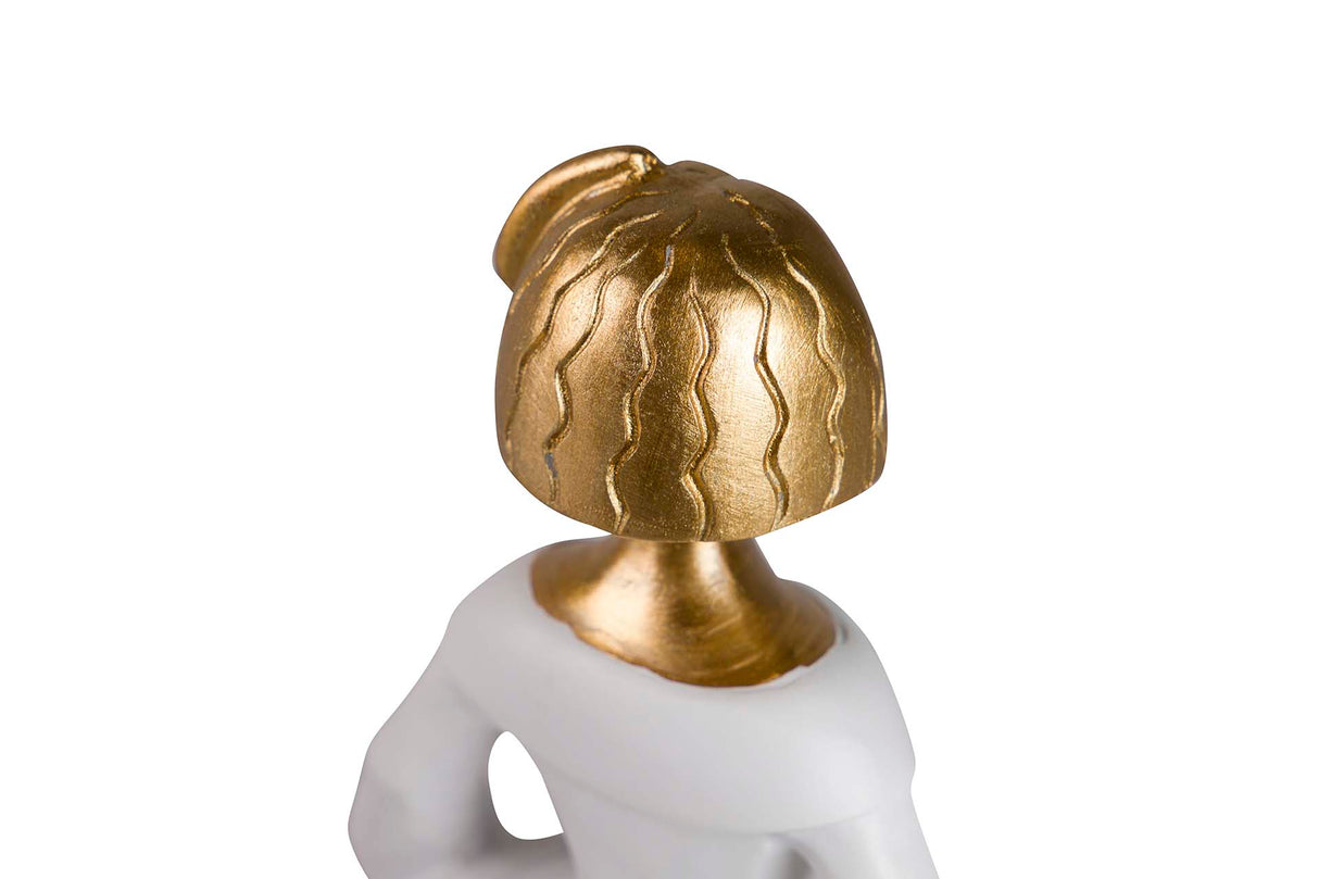 Golden weißer Harz Menina 15x13x20 cm