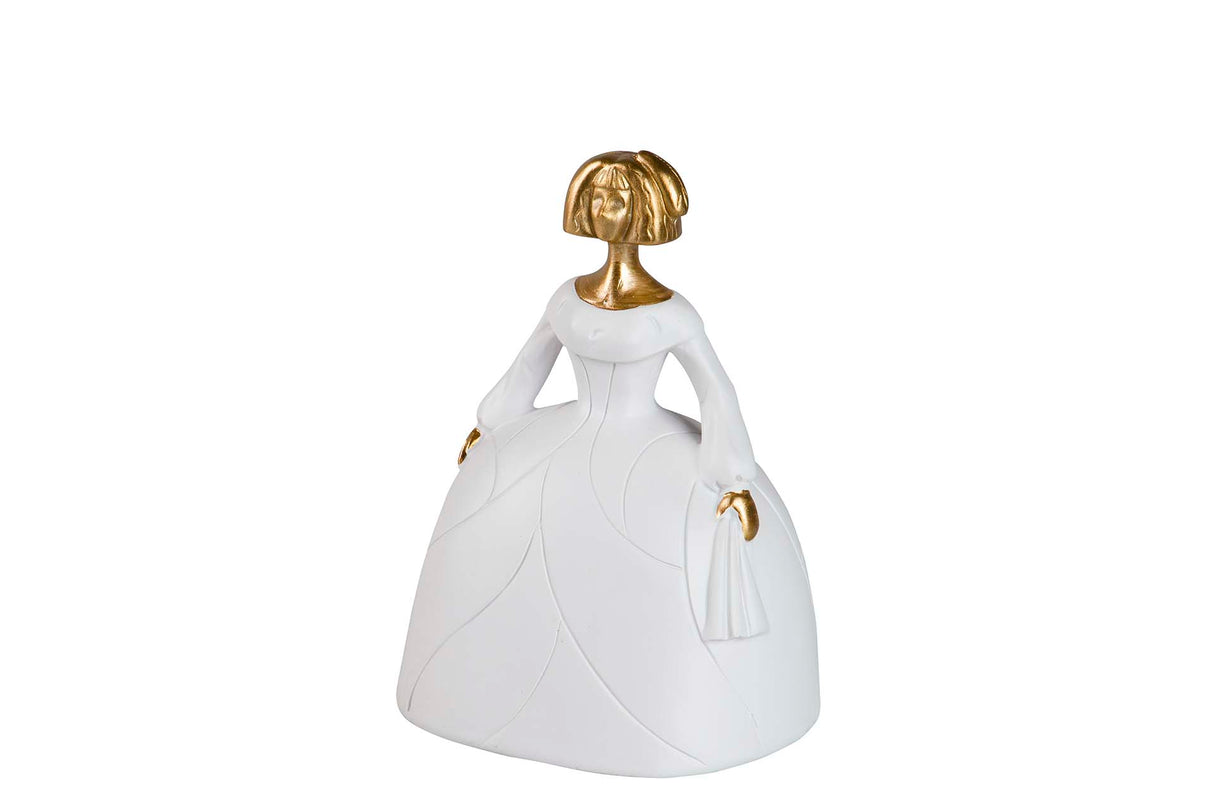 Golden weißer Harz Menina 15x13x20 cm