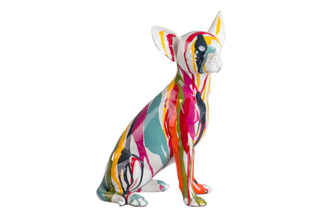 FIGURA PERRO CHIHUAHUA RESINA 15x13x26 CM