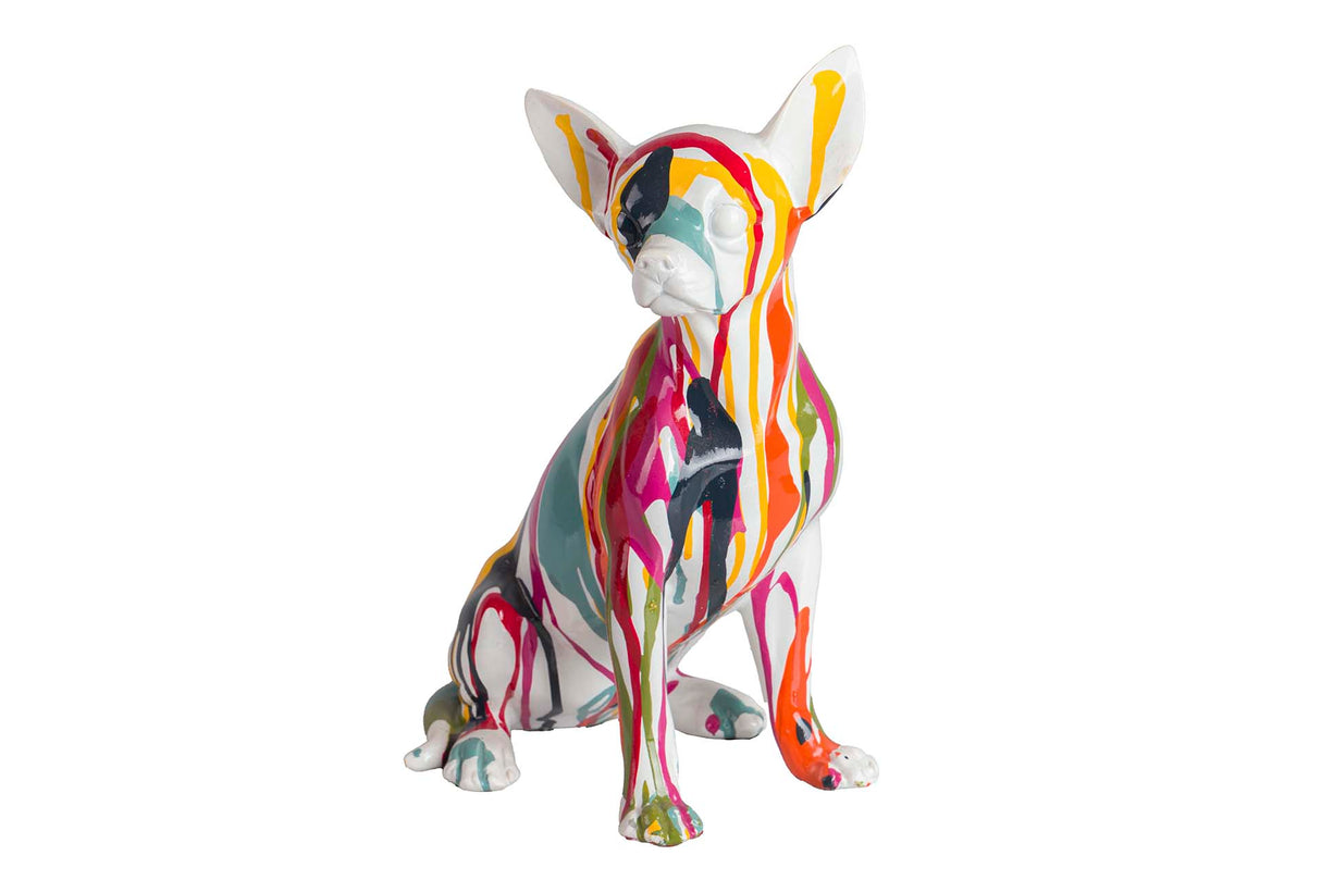 FIGURA PERRO CHIHUAHUA RESINA 15x13x26 CM