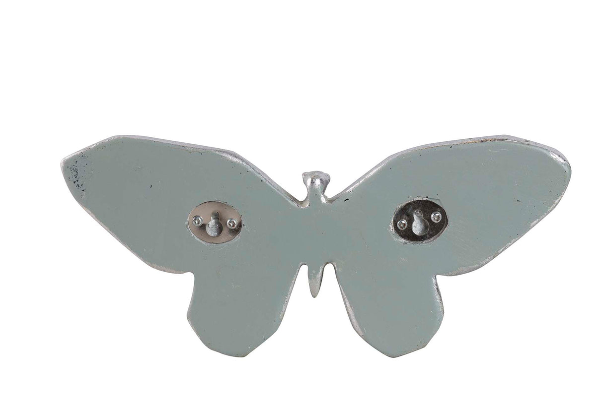 FIGURA MARIPOSA RESINA ESPEJO PLATEADAO 25x12x2 CM