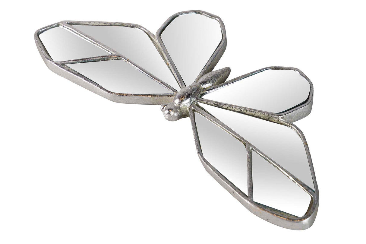 FIGURA MARIPOSA RESINA ESPEJO PLATA 25x12x2 CM