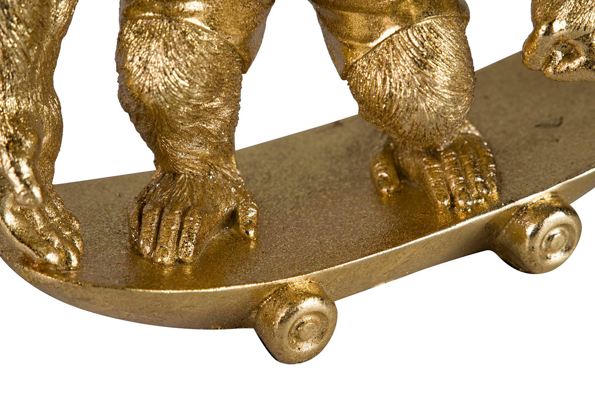 FIGURA KINGKONG SKATE RESINA DORADA 21x15x21 CM