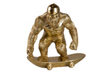 FIGURA KINGKONG SKATE RESINA DORADA 21x15x21 CM