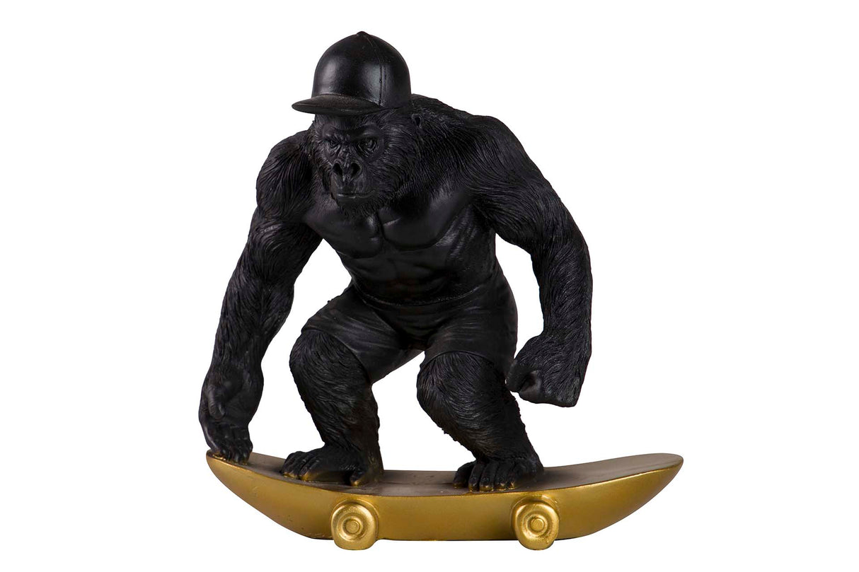 FIGURA KINGKONG SKATE RESINA NEGRA 21x15x21 CM