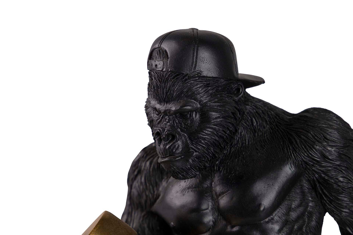 FIGURA KINGKONG PESAS RESINA NEGRA 18x15x30 CM