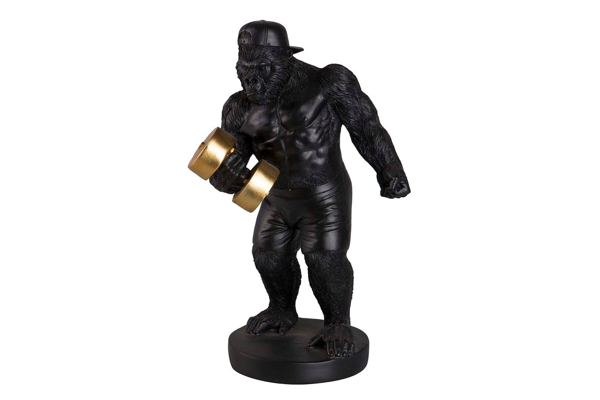 FIGURA KINGKONG PESAS RESINA NEGRA 18x15x30 CM