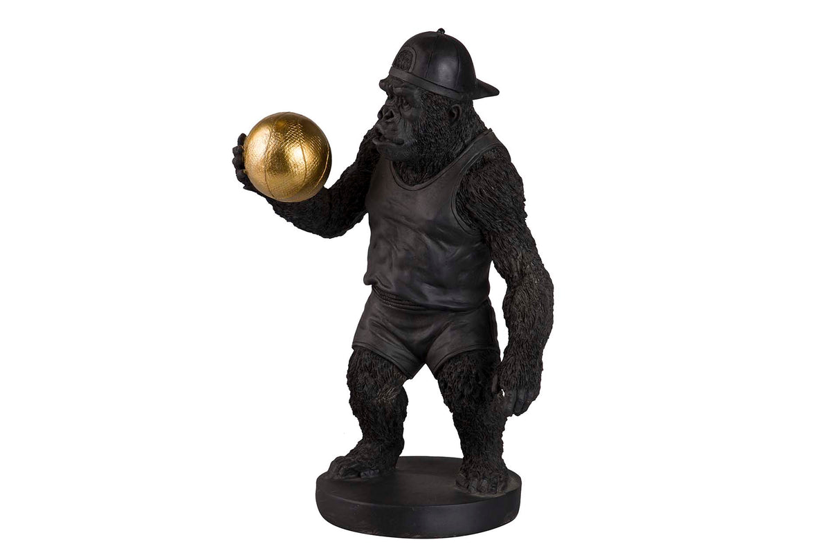 FIGURA KINGKONG BASKET RESINA NEGRA 23x15x34 CM