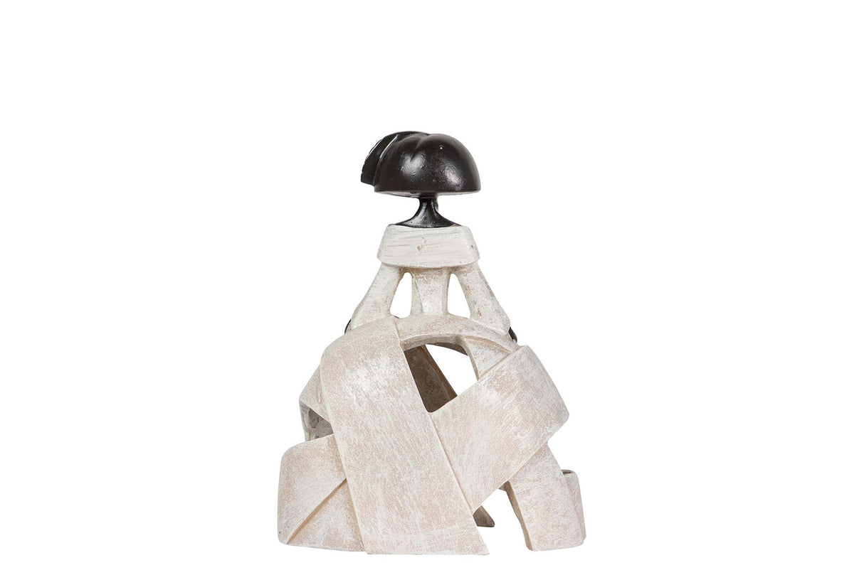 FIGURA MENINA RESINA BEIGE 13x8x17 CM
