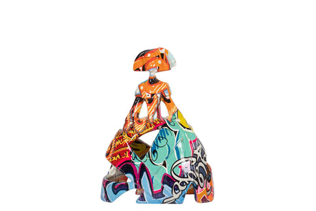 FIGURA MENINA RESINA ROJA 13x8x17 CM