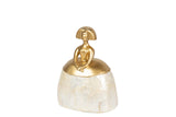 FIGURA MENINA RESINA DORADA 13x9x16 CM