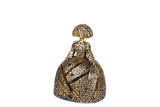FIGURA MENINA RESINA DORADA 13x10x17 CM