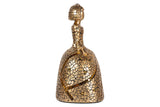 FIGURA MENINA RESINA DORADA 18x13x24 CM