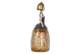 FIGURA MENINA RESINA DORADA 17x11x24 CM
