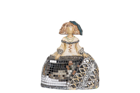 FIGURA MENINA RESINA DORADA 14x6x16 CM