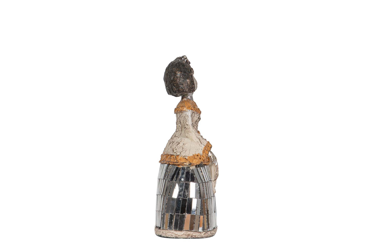 FIGURA MENINA RESINA ESPEJOS 14x6x16 CM