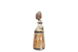FIGURA MENINA RESINA DORADA 14x6x16 CM