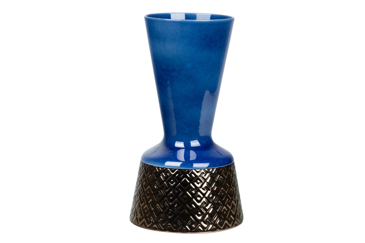 Vase en céramique bleu doré 19x19x34 cm