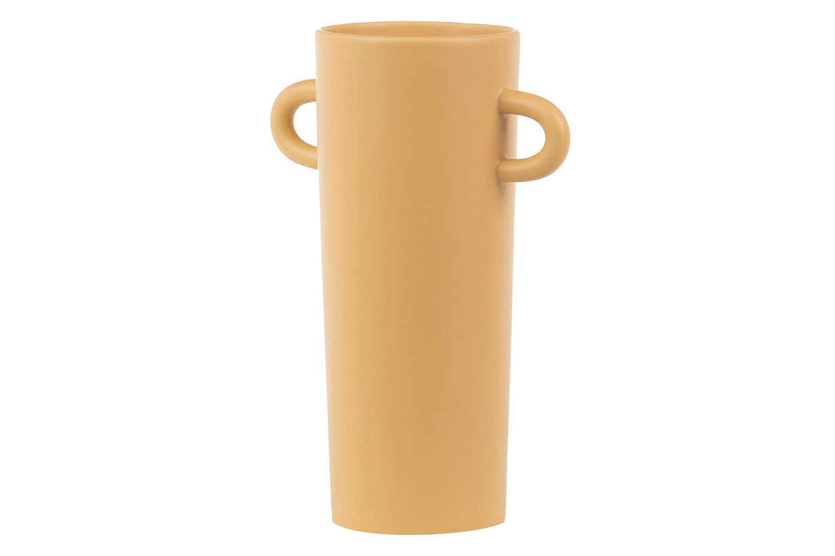 FLORERO CERAMICA ASAS MOSTAZA MATE 21x12x31 CM