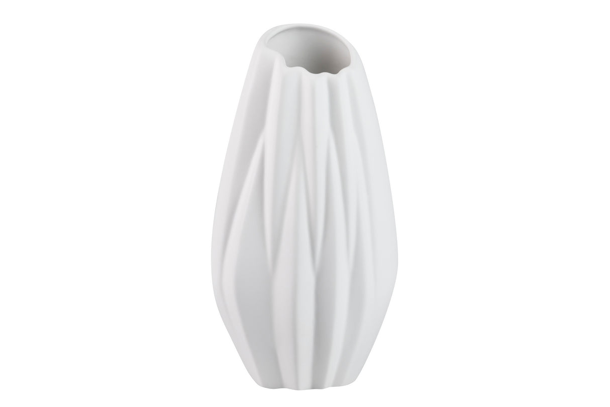 FLORERO CERAMICA BLANCO MATE 17x14x34 CM