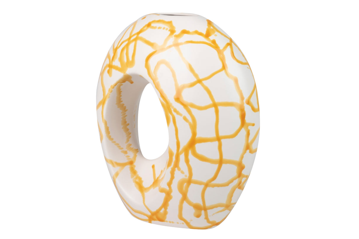 Florer ceramico bianco/giallo 30x17x35 cm