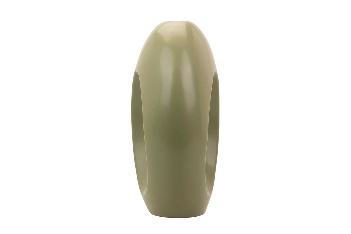 Vase en céramique vert olive 30x17x35 cm