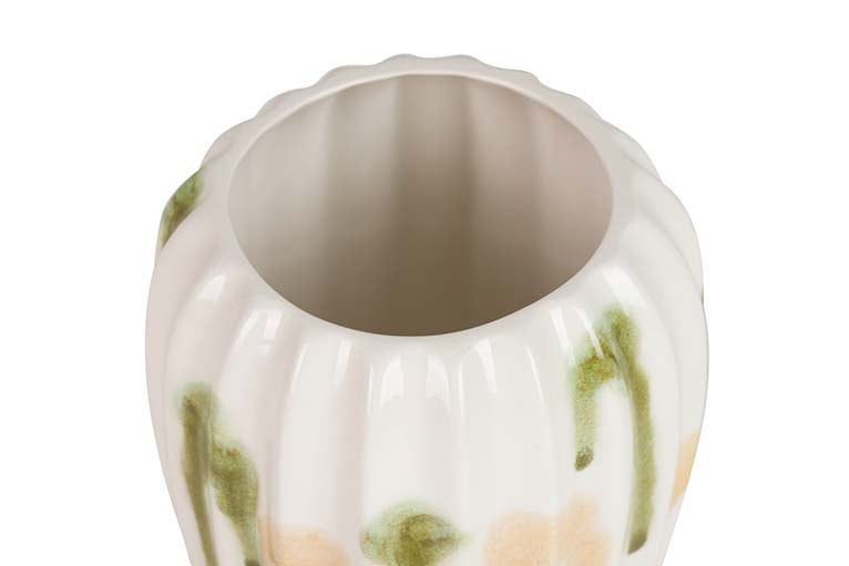 Vaso de cerâmica verde amarelo 17x17x22 cm
