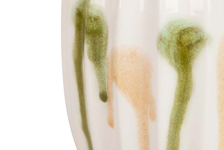 Vaso de cerâmica verde amarelo 17x17x22 cm
