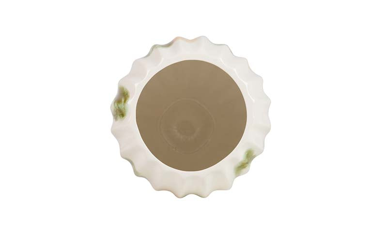 Vaso de cerâmica verde amarelo 17x17x22 cm