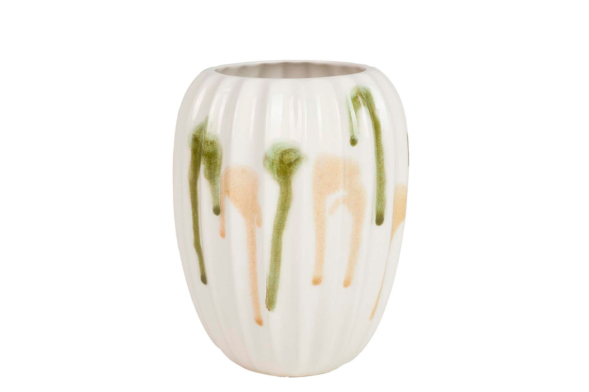 Vaso de cerâmica verde amarelo 17x17x22 cm