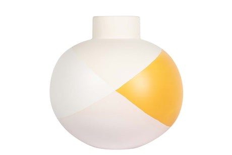FLORERO CERAMICA BEIGE AMARILLO 22x22x23 CM