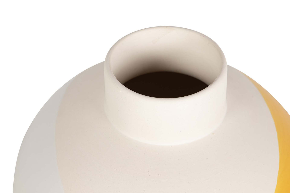 FLORERO CERAMICA BEIGE AMARILLO 22x22x23 CM