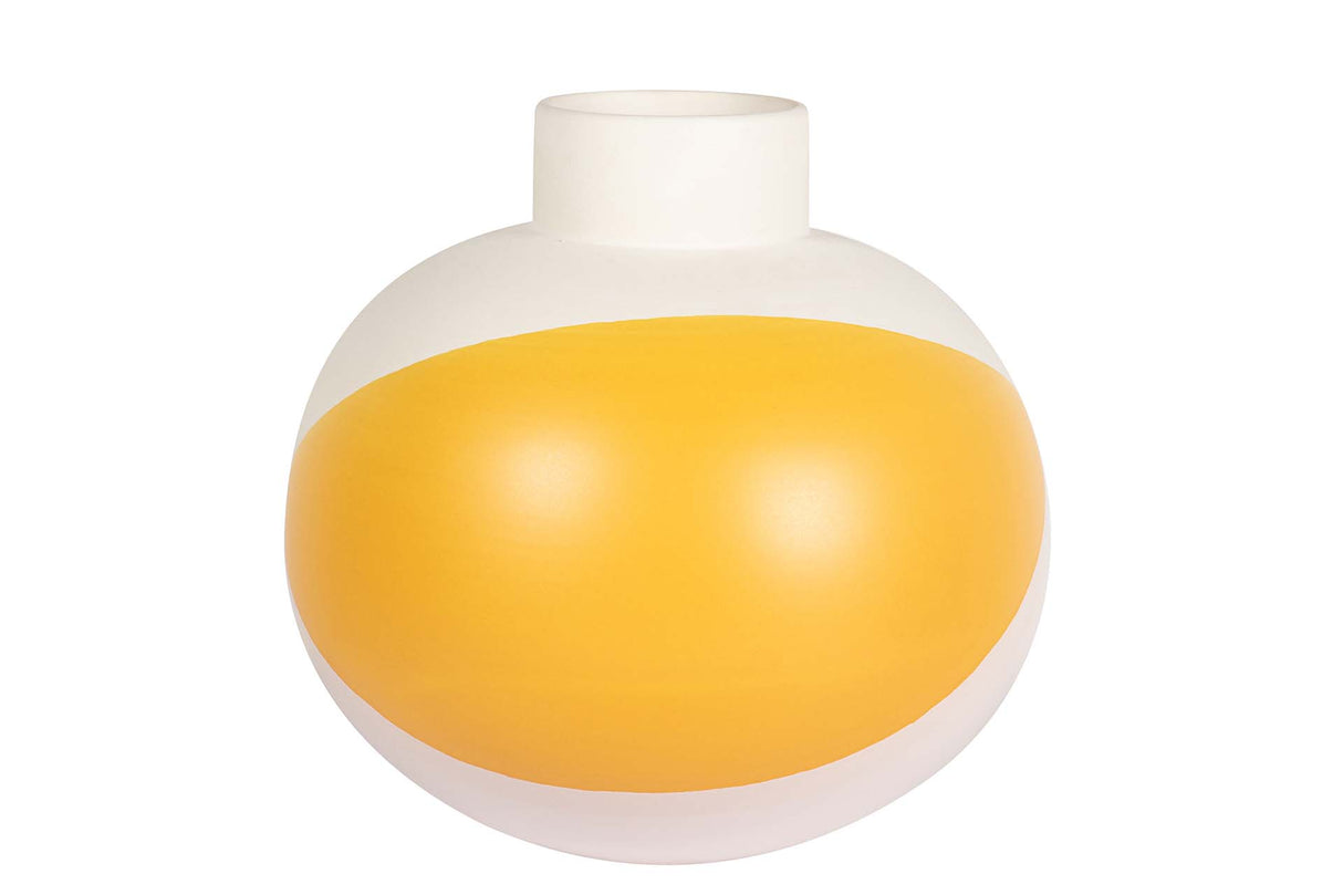 FLORERO CERAMICA BEIGE AMARILLO 22x22x23 CM