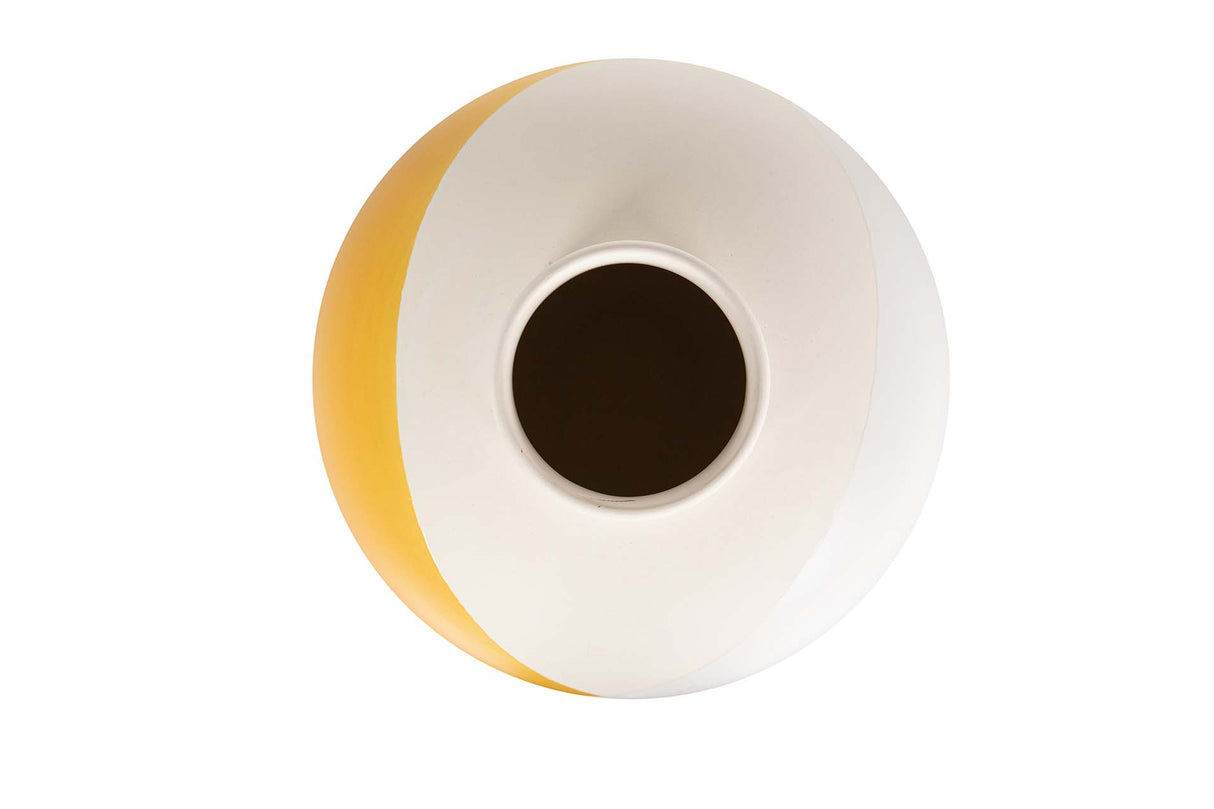 FLORERO CERAMICA BEIGE AMARILLO 22x22x23 CM