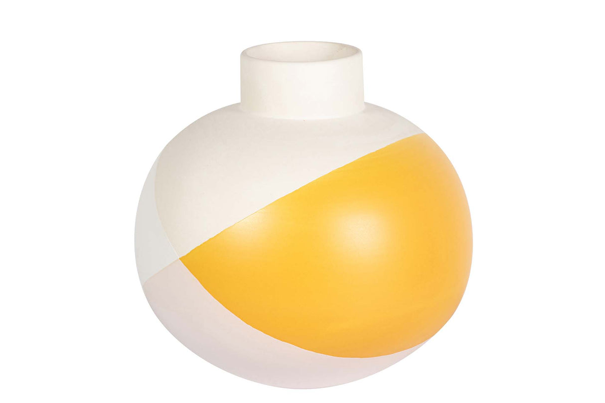 FLORERO CERAMICA BEIGE AMARILLO 22x22x23 CM