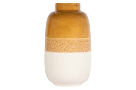 FLORERO CERAMICA BEIGE AMARILLO 24x24x41 CM