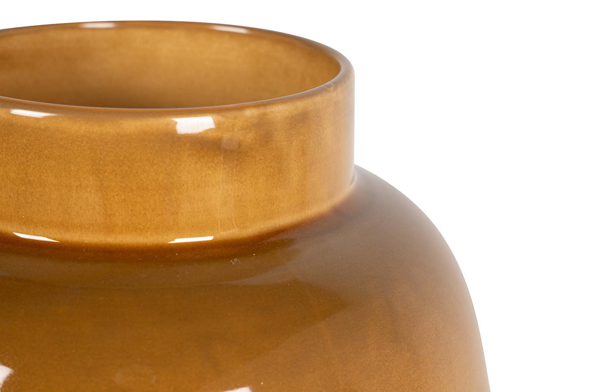 FLORERO CERAMICA BEIGE AMARILLO 24x24x41 CM