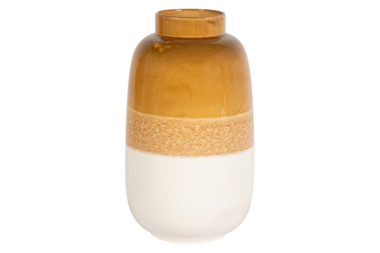 FLORERO CERAMICA BEIGE AMARILLO 24x24x41 CM