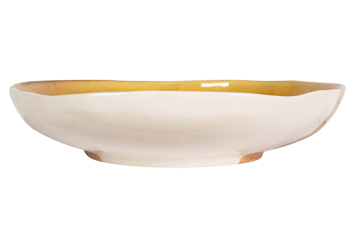 CENTRO DE MESA CERAMICA BEIGE AMARILLO 20x20x34 CM
