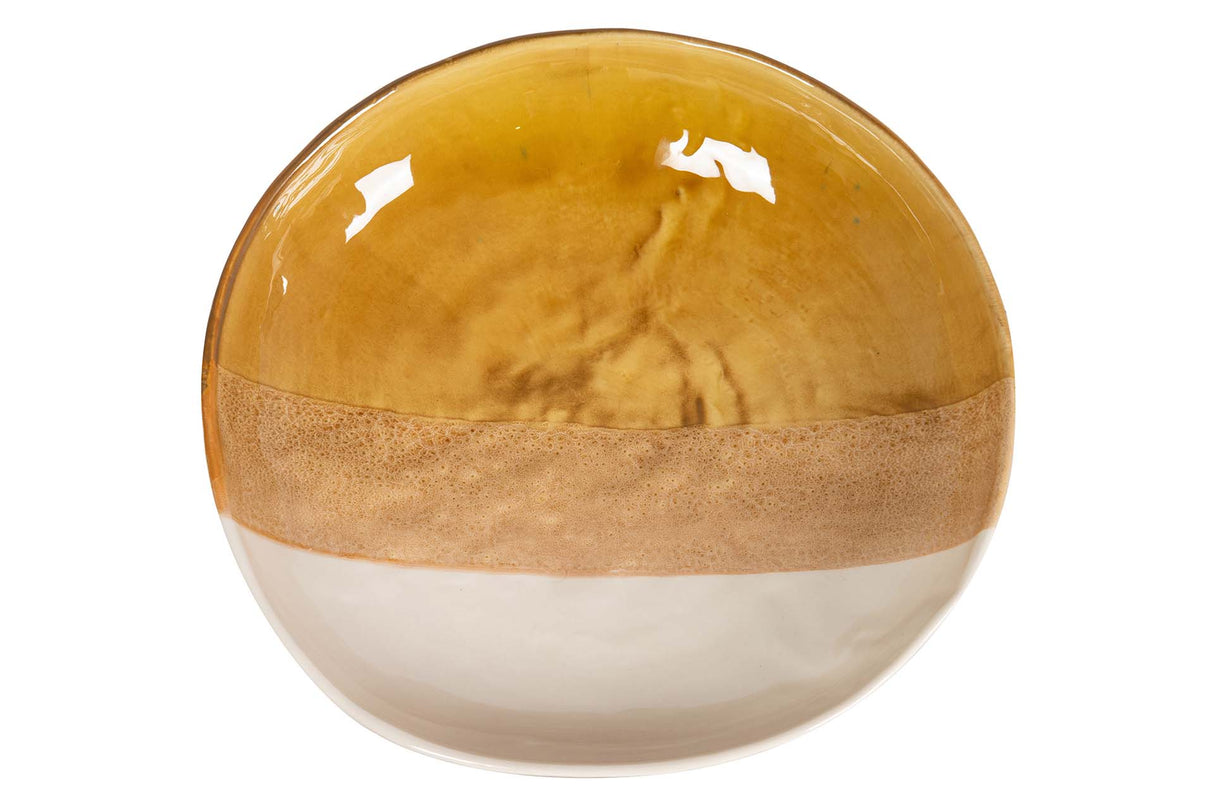 CENTRO DE MESA CERAMICA BEIGE AMARILLO 20x20x34 CM