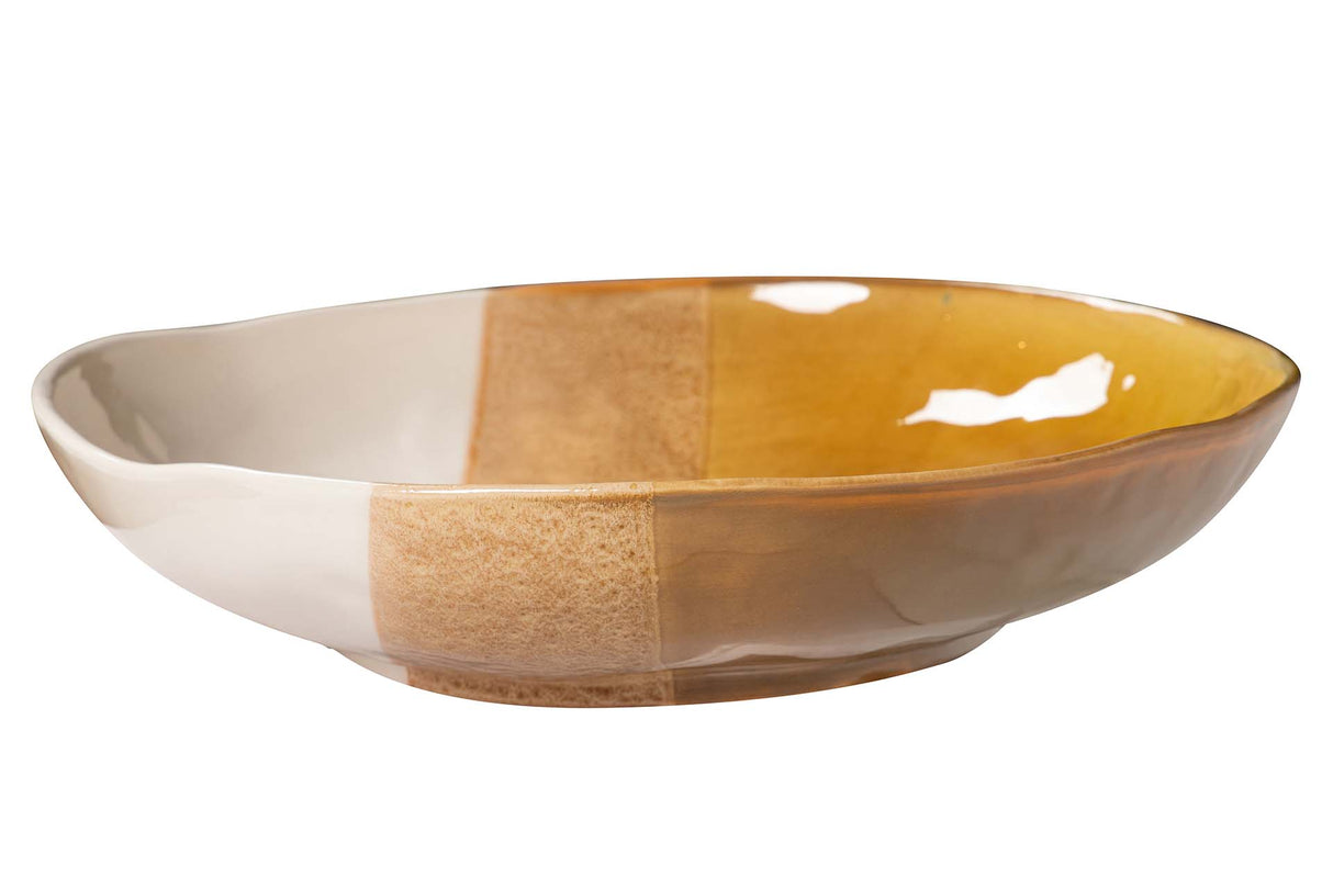 CENTRO DE MESA CERAMICA BEIGE AMARILLO 20x20x34 CM
