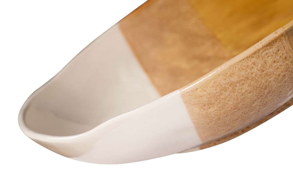 CENTRO DE MESA CERAMICA BEIGE AMARILLO 20x20x34 CM