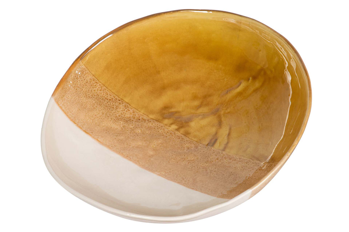 CENTRO DE MESA CERAMICA BEIGE AMARILLO 20x20x34 CM